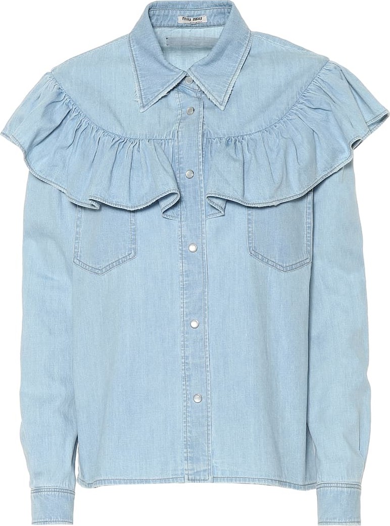 Miu Miu Ruffled denim blouse