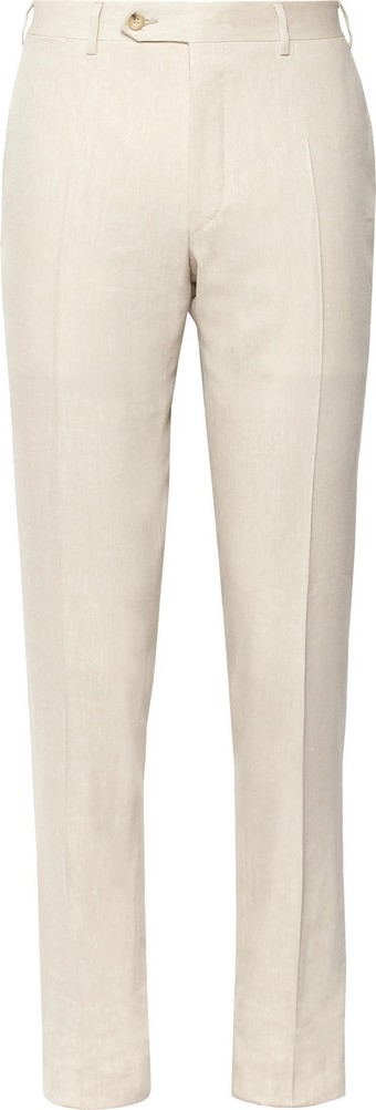 Canali Beige Kei Slim-Fit Linen and Wool-Blend Suit Trousers