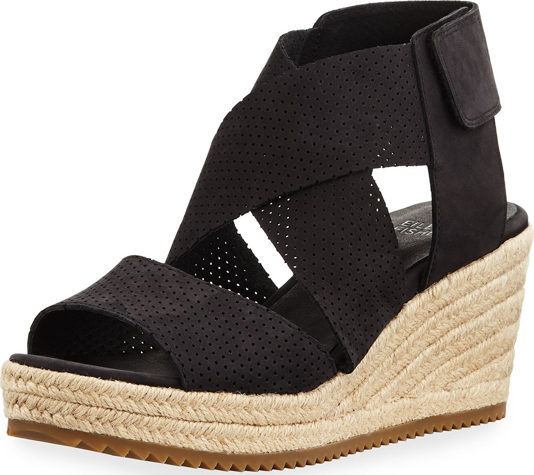Eileen Fisher Willow Perforated Nubuck Espadrille Sandal