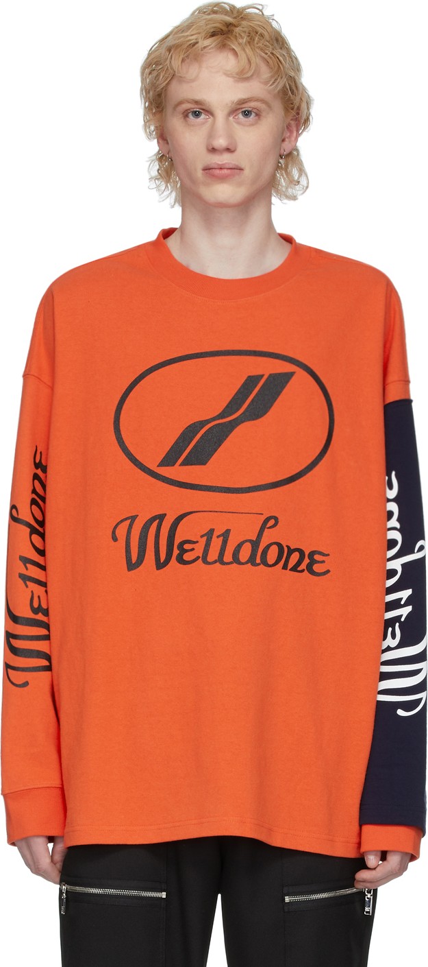 We11done Orange Remake Logo Long Sleeve T-Shirt