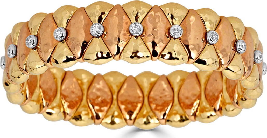 ZYDO Stretch 18k Gold Tricolor Diamond Bracelet