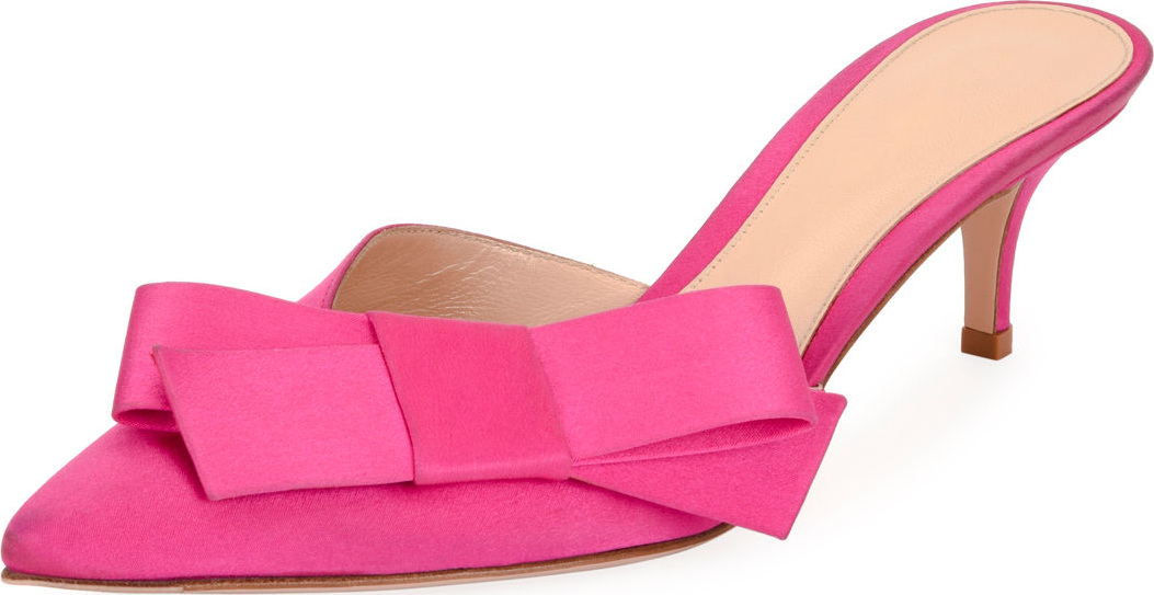 Gianvito Rossi Satin Bow 55mm Slide Mule