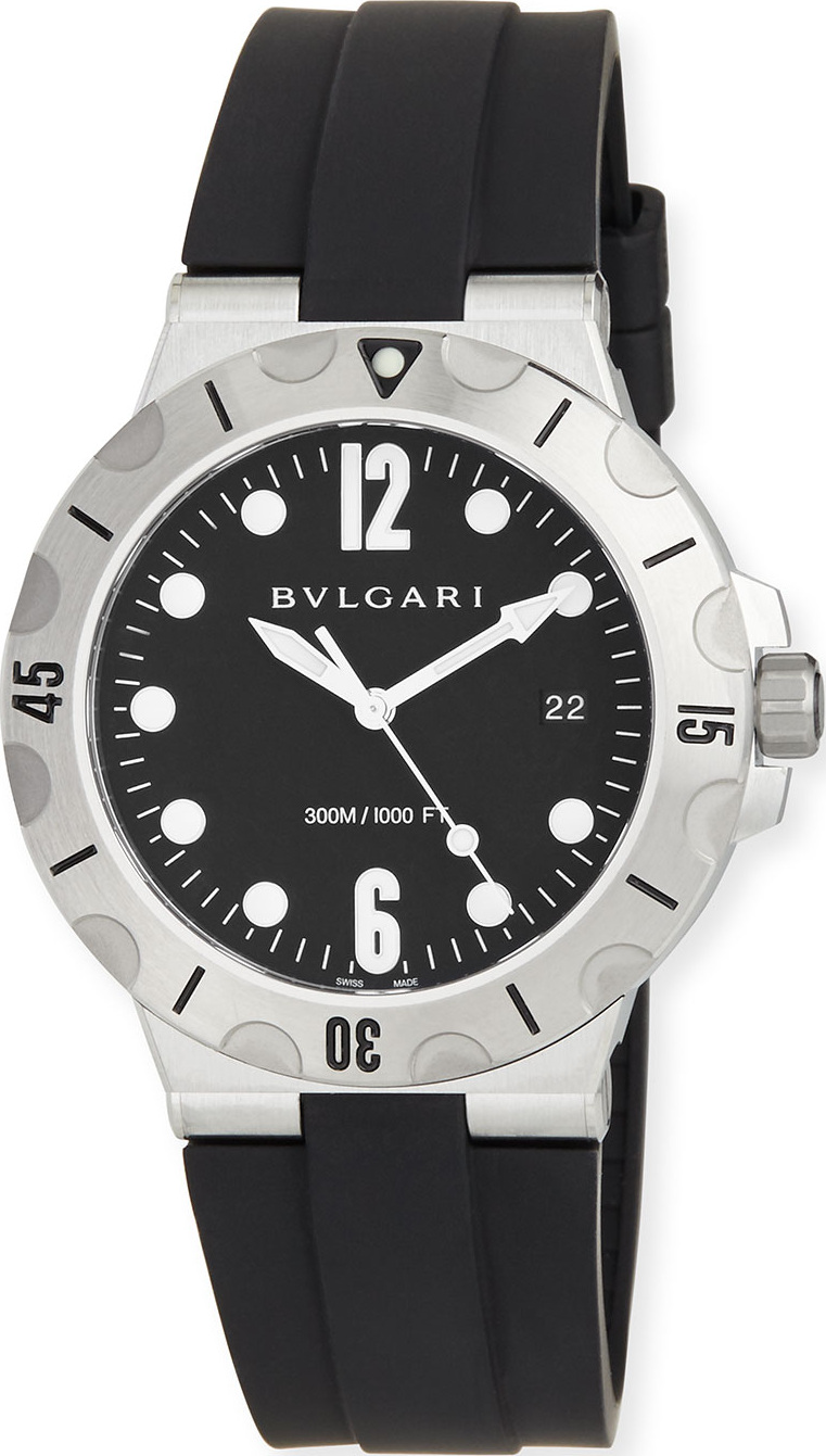 BVLGARI 41mm Stainless Steel Diagono SCUBA Watch, Black