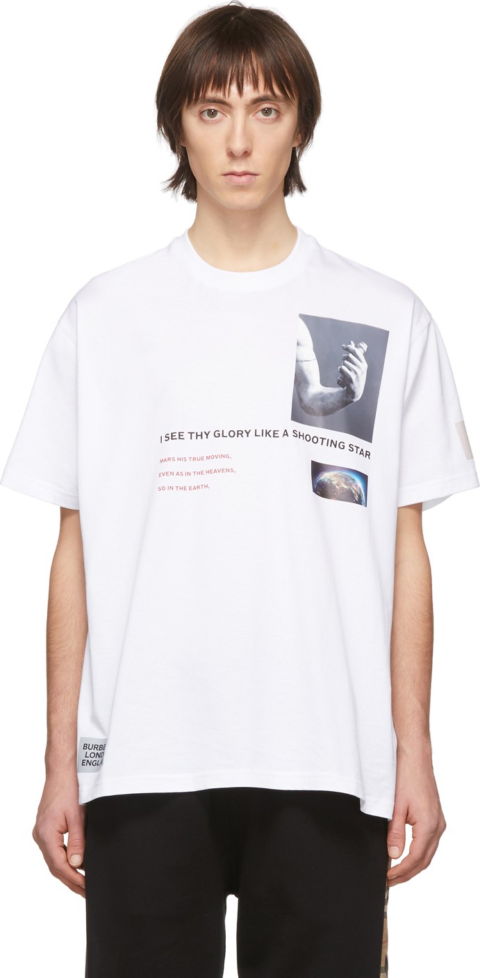 Burberry London England White Montage T-Shirt
