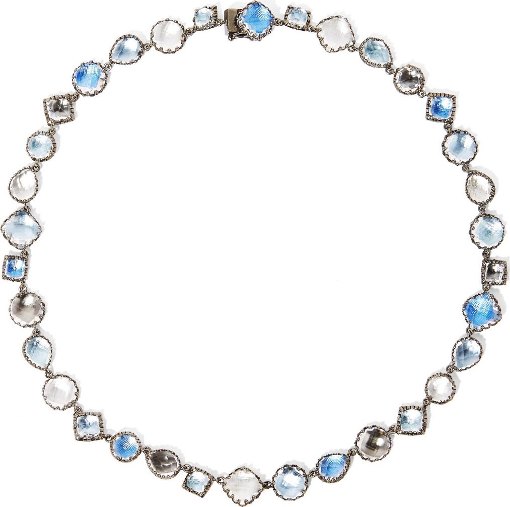 Larkspur & Hawk Small Sadie Riviere Necklace in Multi-Blue Foil