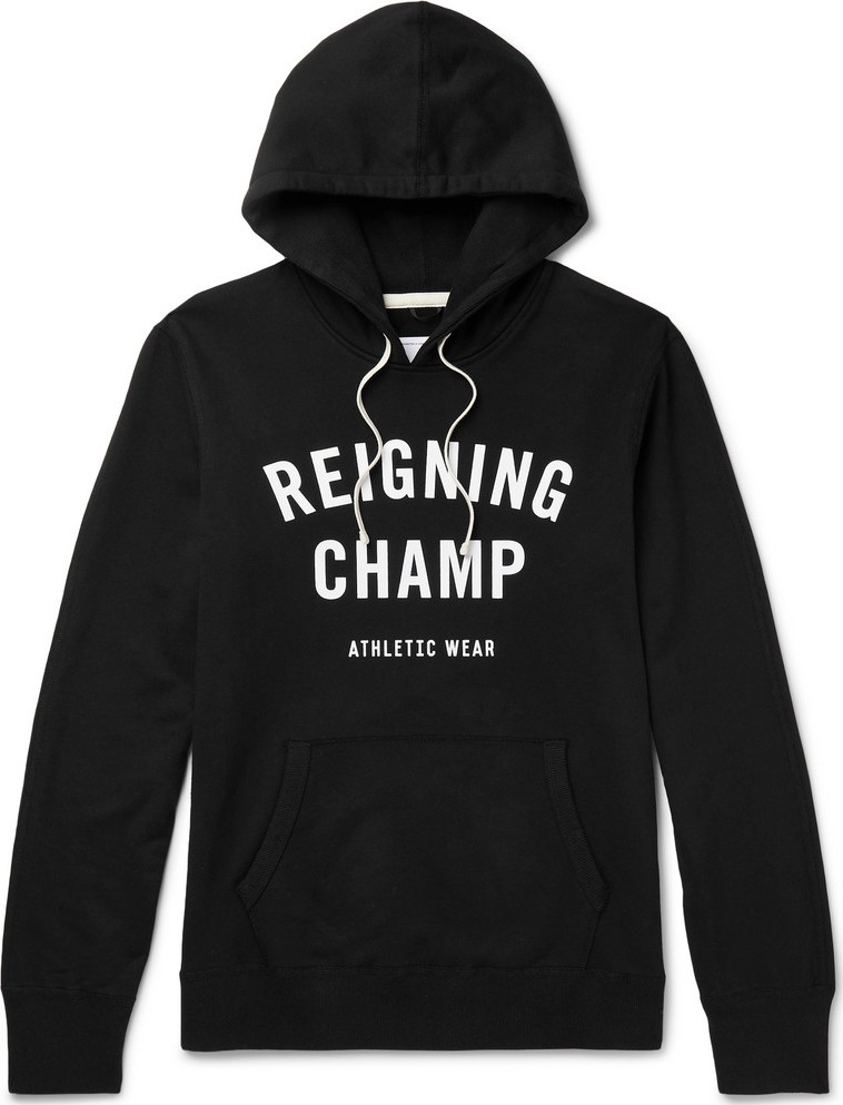 REIGNING CHAMP Logo-Print Loopback Cotton-Jersey Hoodie