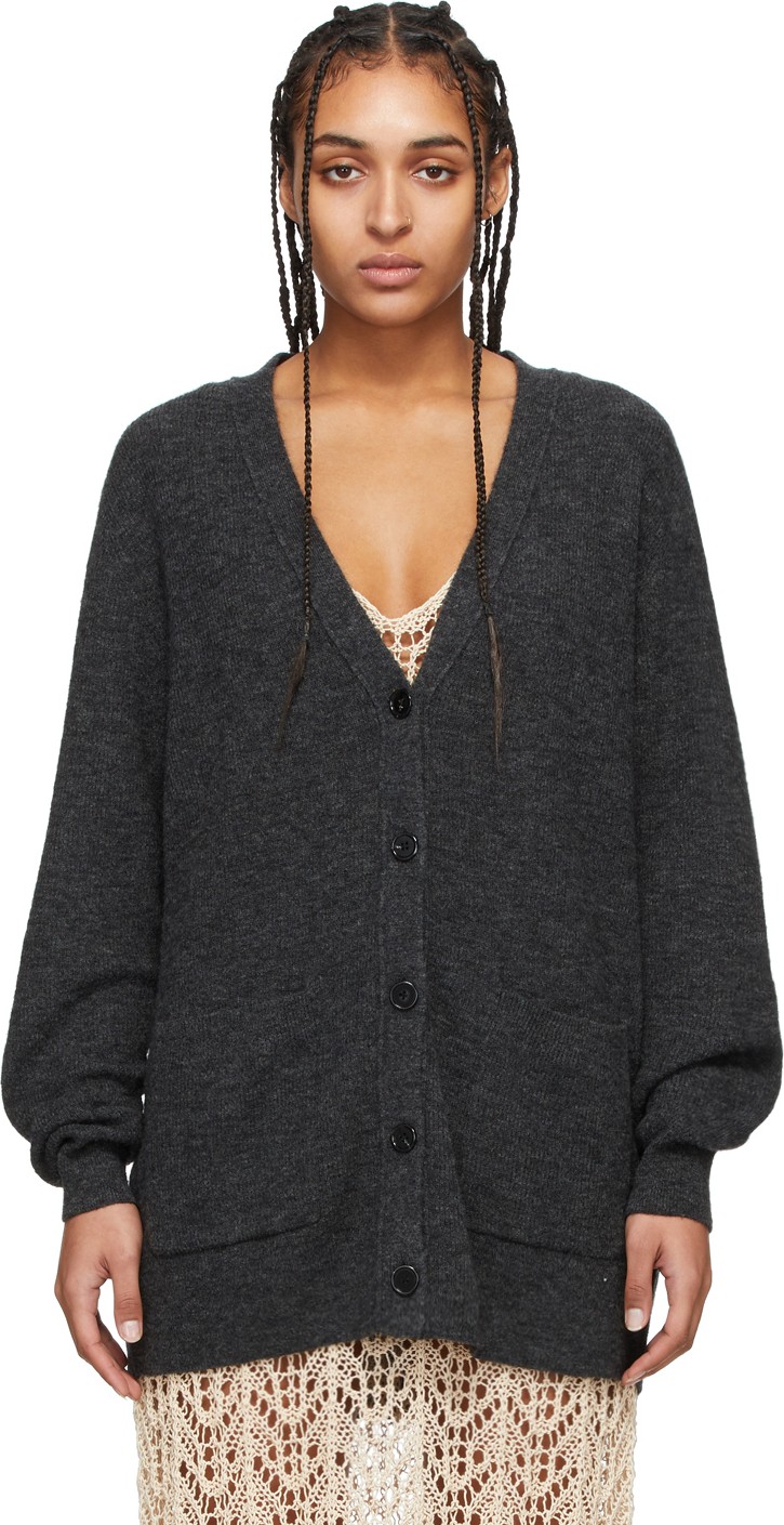 Acne Studios Grey Alpaca Ribbed Kianne Cardigan