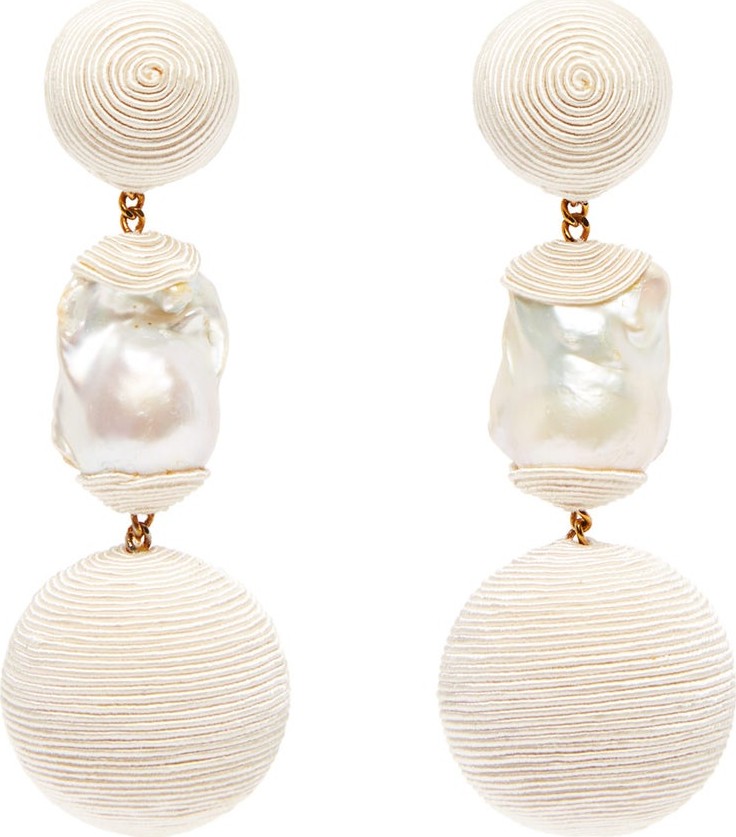 Rebecca de Ravenel Bon Bon cord and pearl clip earrings