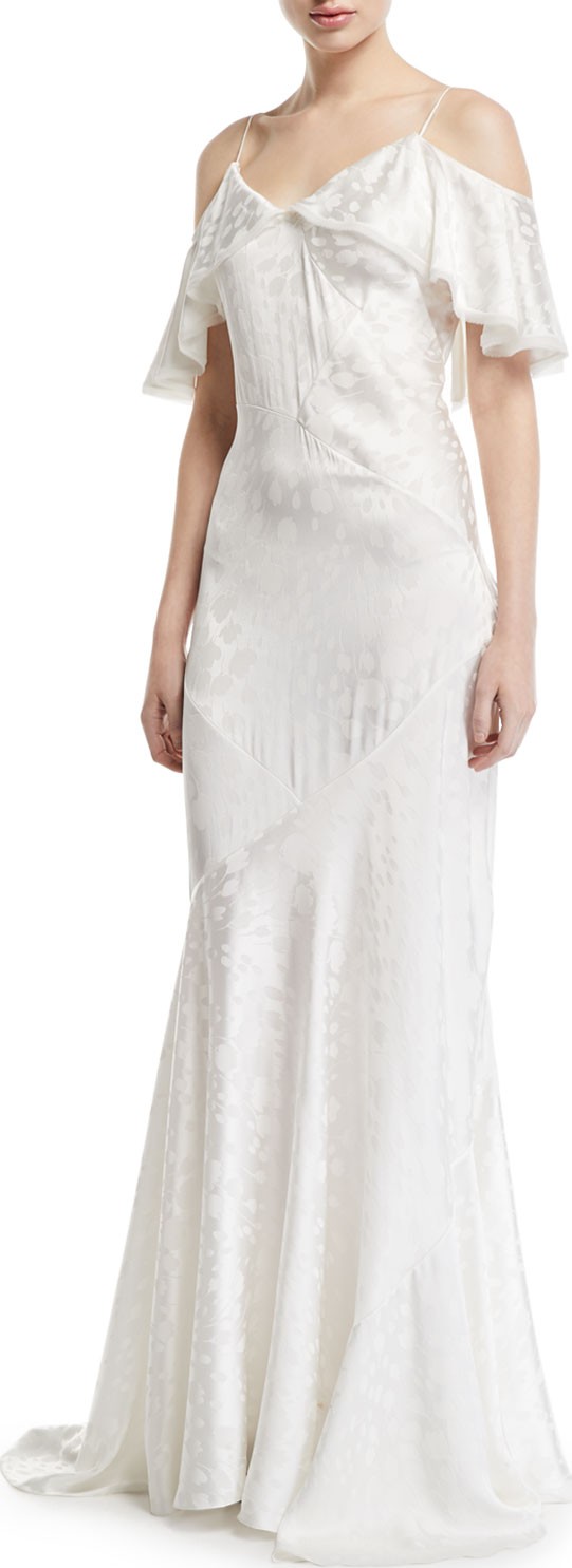 Zac Posen Cold-Shoulder Satin Crepe Gown
