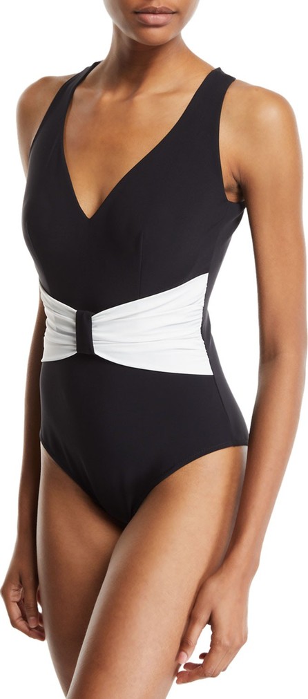 La Petite Robe di Chiara Boni Claudy Gathered Open-Back One-Piece Swimsuit La Petite Robe di Chiara Boni Claudy Gathered Open-Back One-Piece Swimsuit