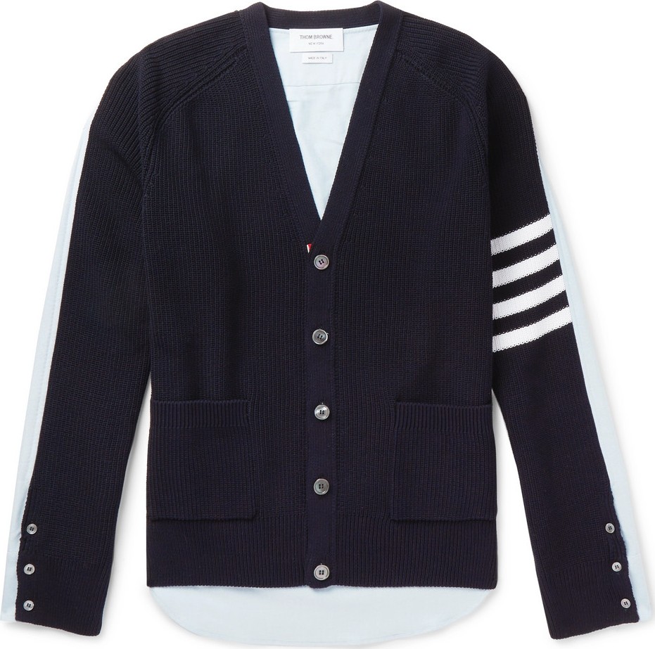 Thom Browne Striped Panelled Cotton Cardigan