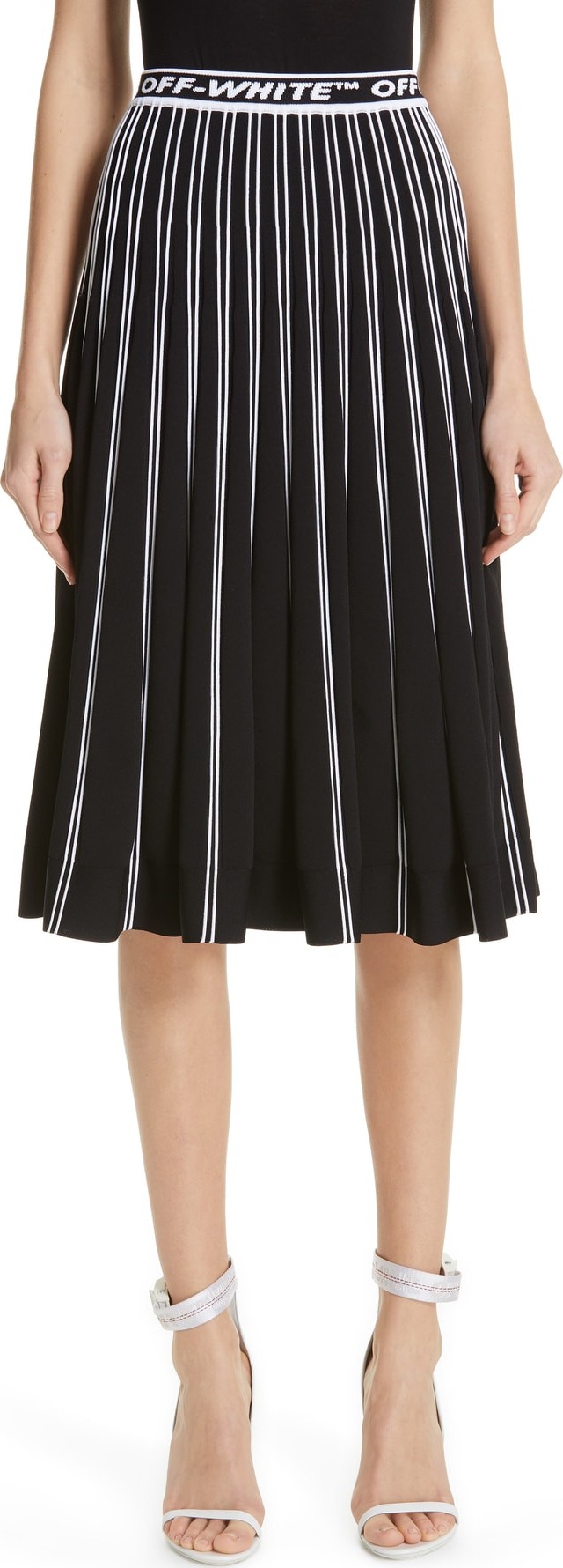 Off White Pleated Knit Skirt