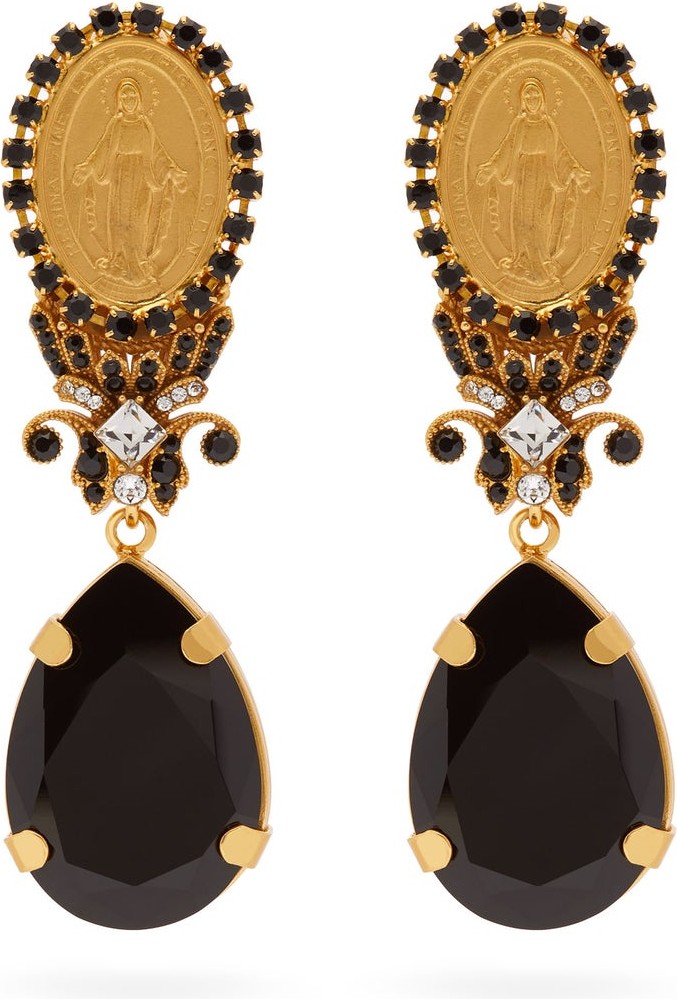 Dolce & Gabbana Crystal clip drop earrings