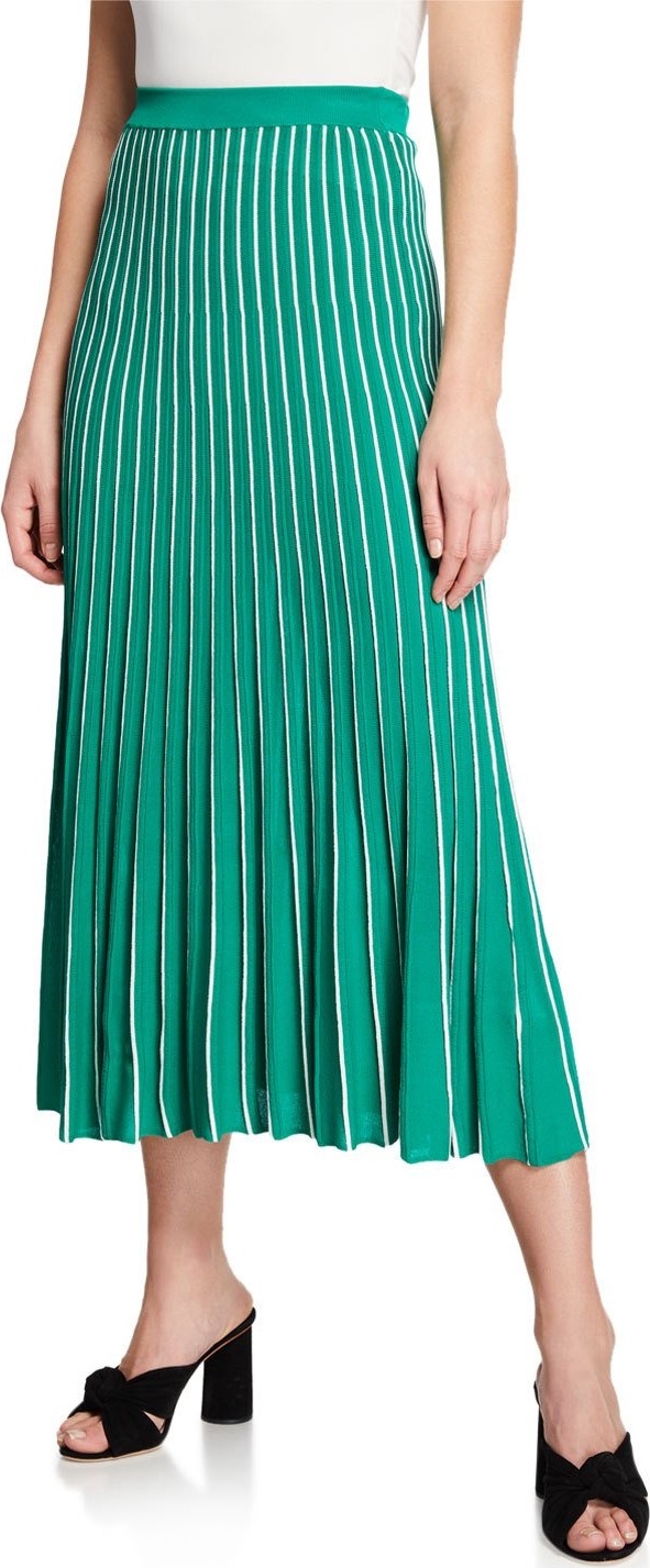 ASTR Yuri Striped Pleated Midi Skirt