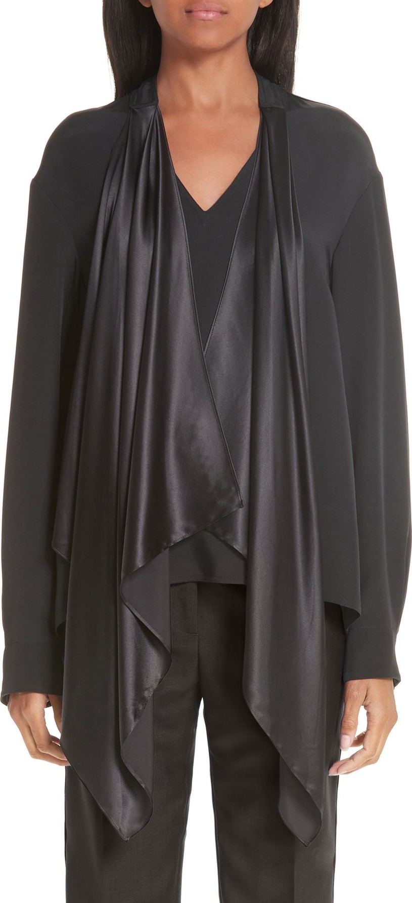 Calvin Klein 205W39NYC Satin Tie Neck Silk Blouse