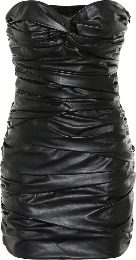 Zeynep Arcay Gathered leather minidress