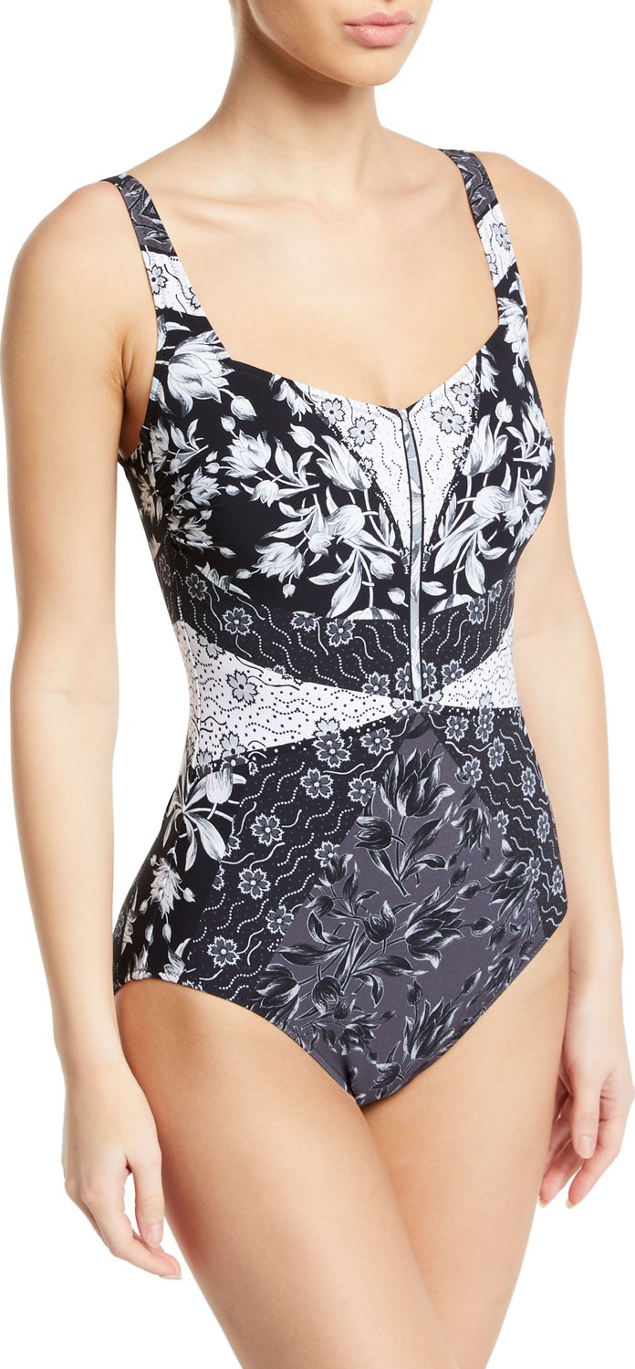 Gottex Camellia Floral Square-Neck One-Piece Swimsuit