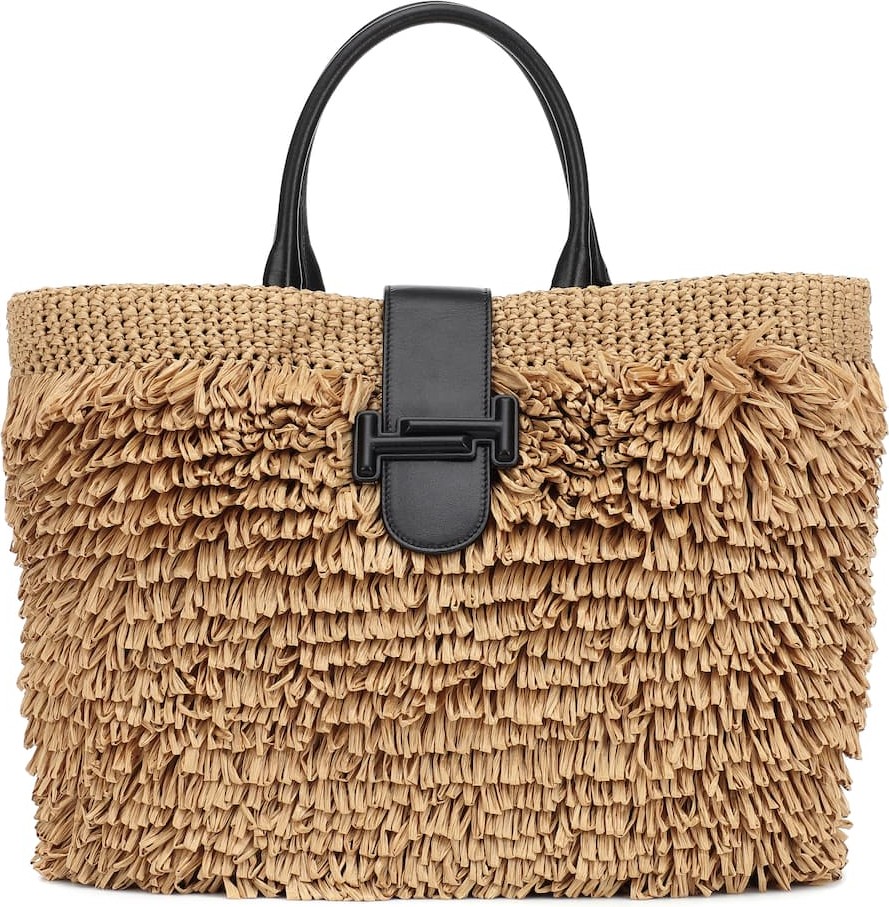 Tod's Double T Medium raffia tote