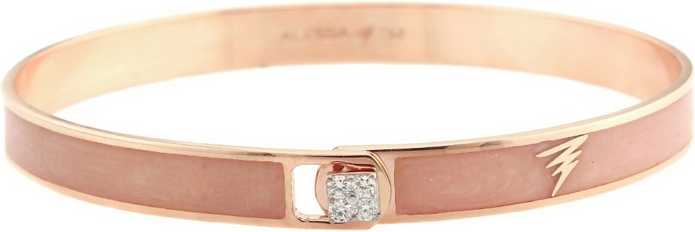 Alessa Jewelry Spectrum 18k Rose Gold Paint & Diamond Bangle, Pink, Size 18