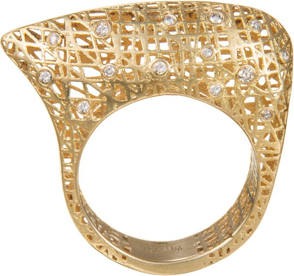 Yossi Harari Lace 18k Diamond Ring, Size 6