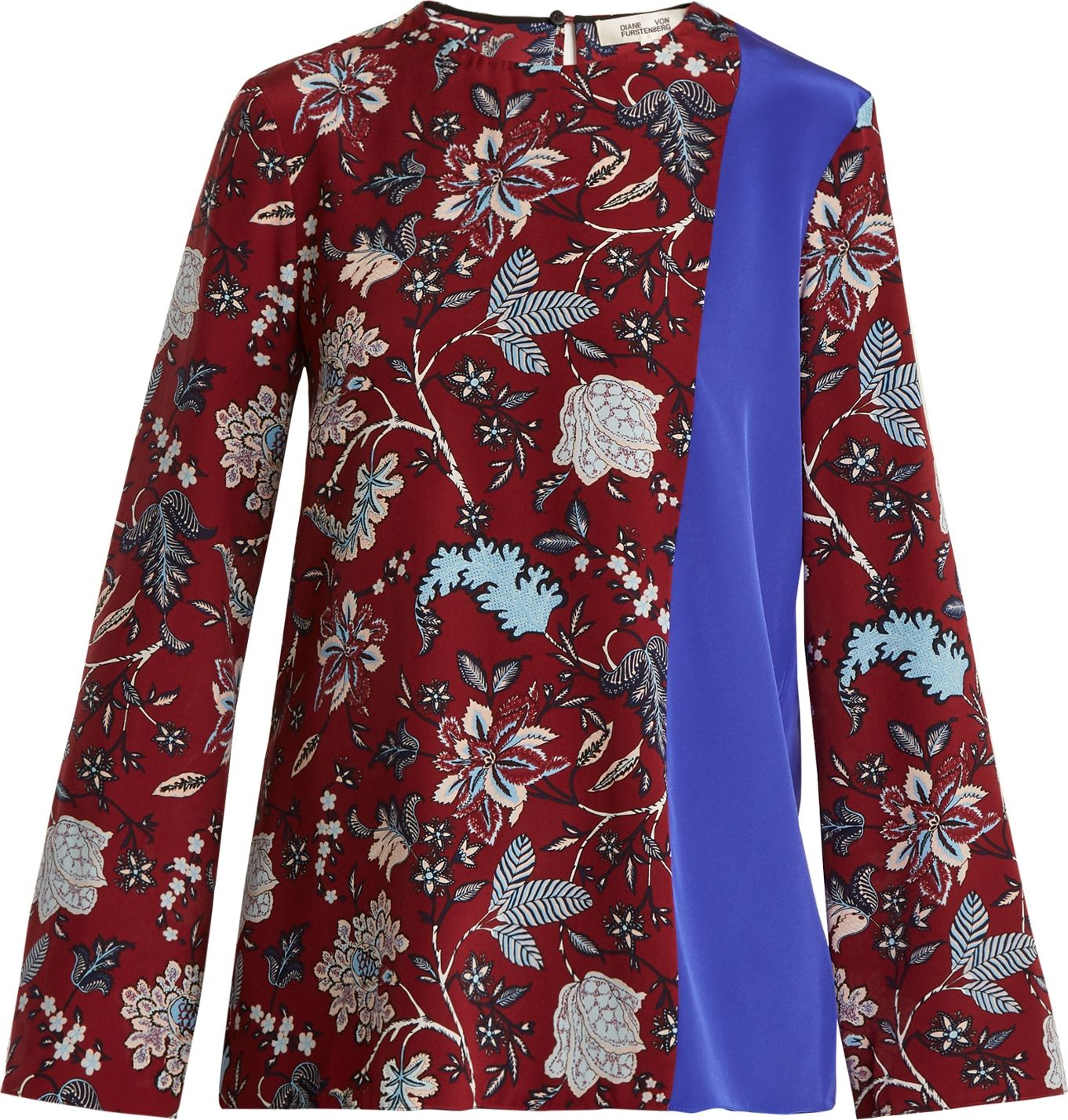 DIANE von FURSTENBERG Contrast-panel silk crepe de Chine top