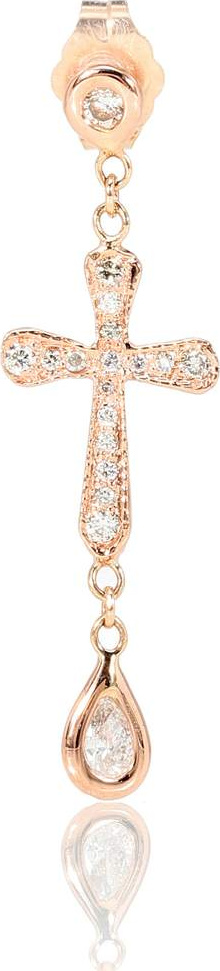 Jacquie Aiche 14kt rose gold and diamond cross earring