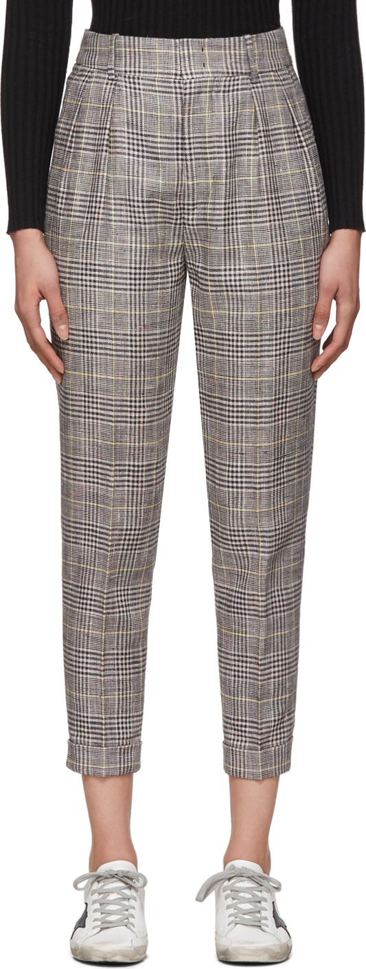 Isabel Marant Yellow & Grey Check Cayo Trousers