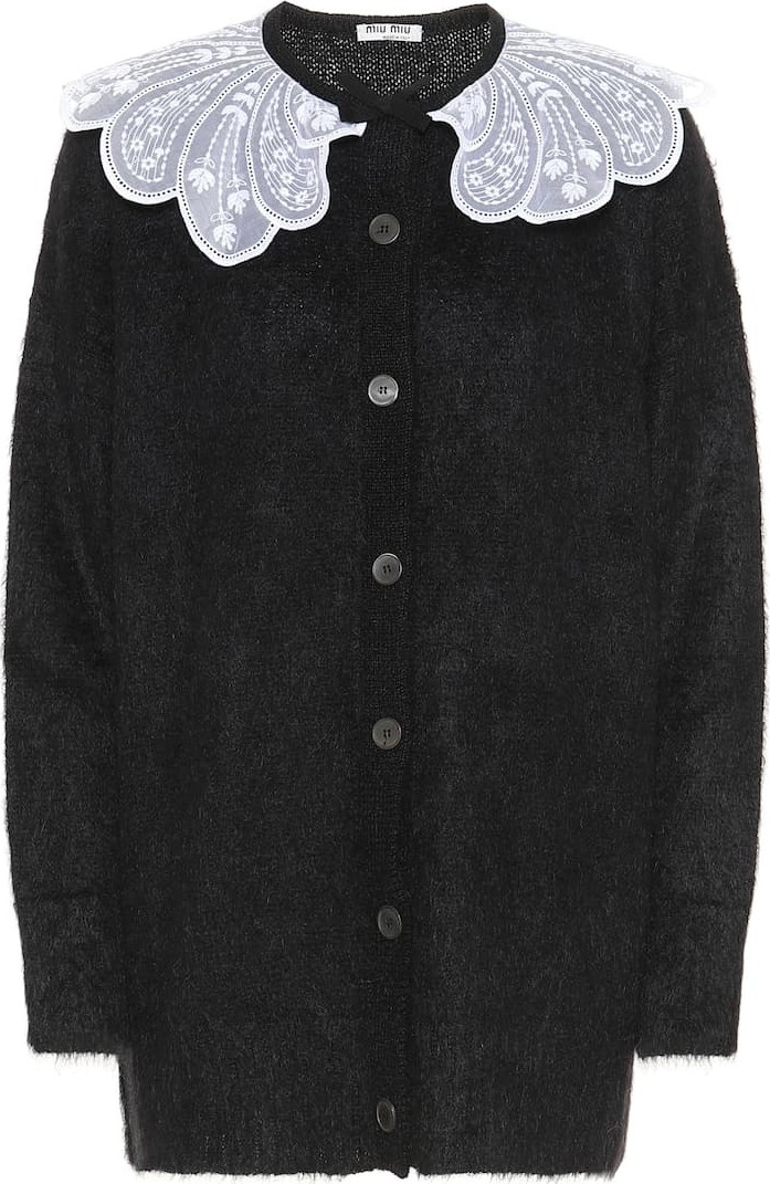Miu Miu Lace-trimmed mohair-blend cardigan