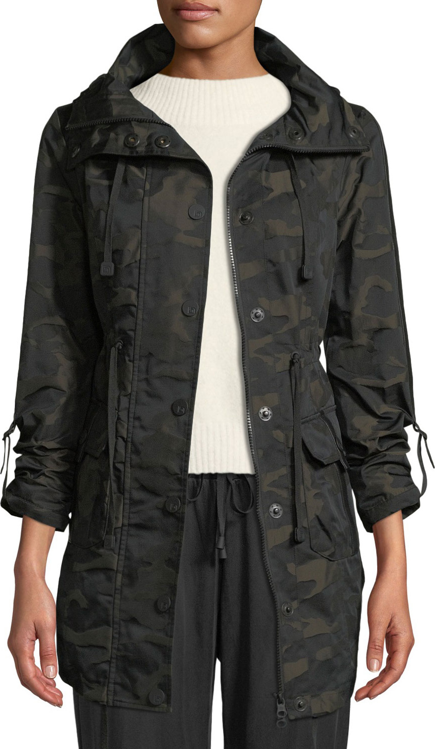 Blanc Noir Camo-Print Hooded Anorak Jacket Blanc Noir Camo-Print Hooded Anorak Jacket