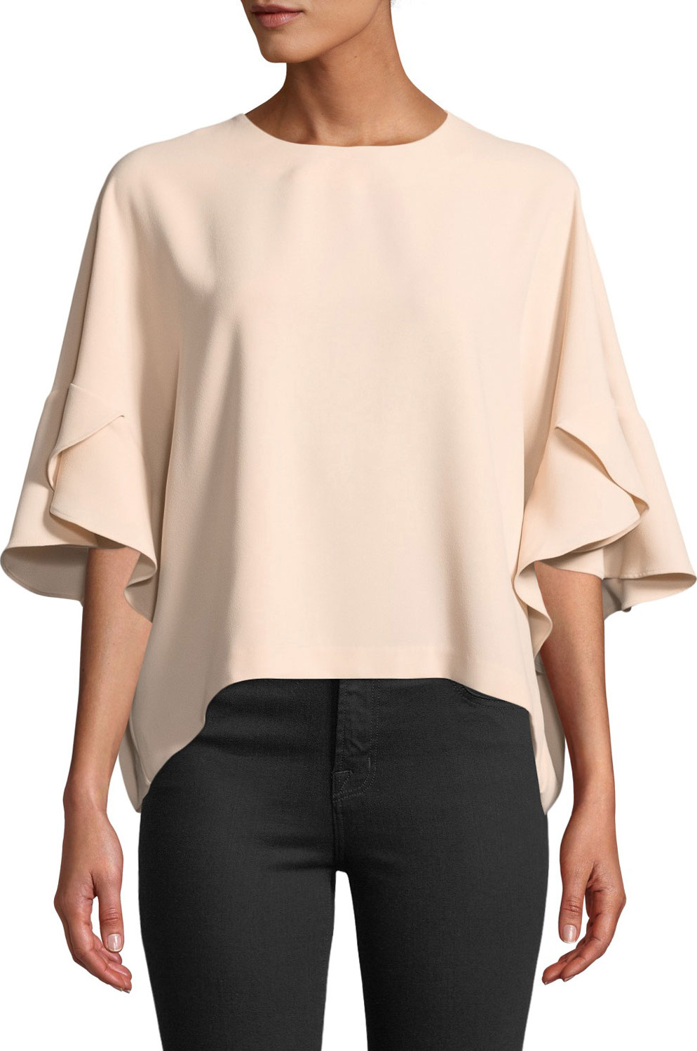 IRO Ultra Draped Flutter-Sleeve Top