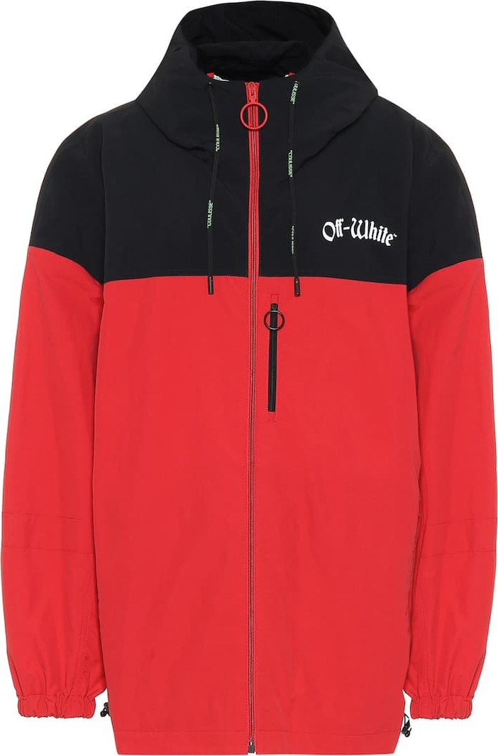 Off White Logo-printed hooded jacket