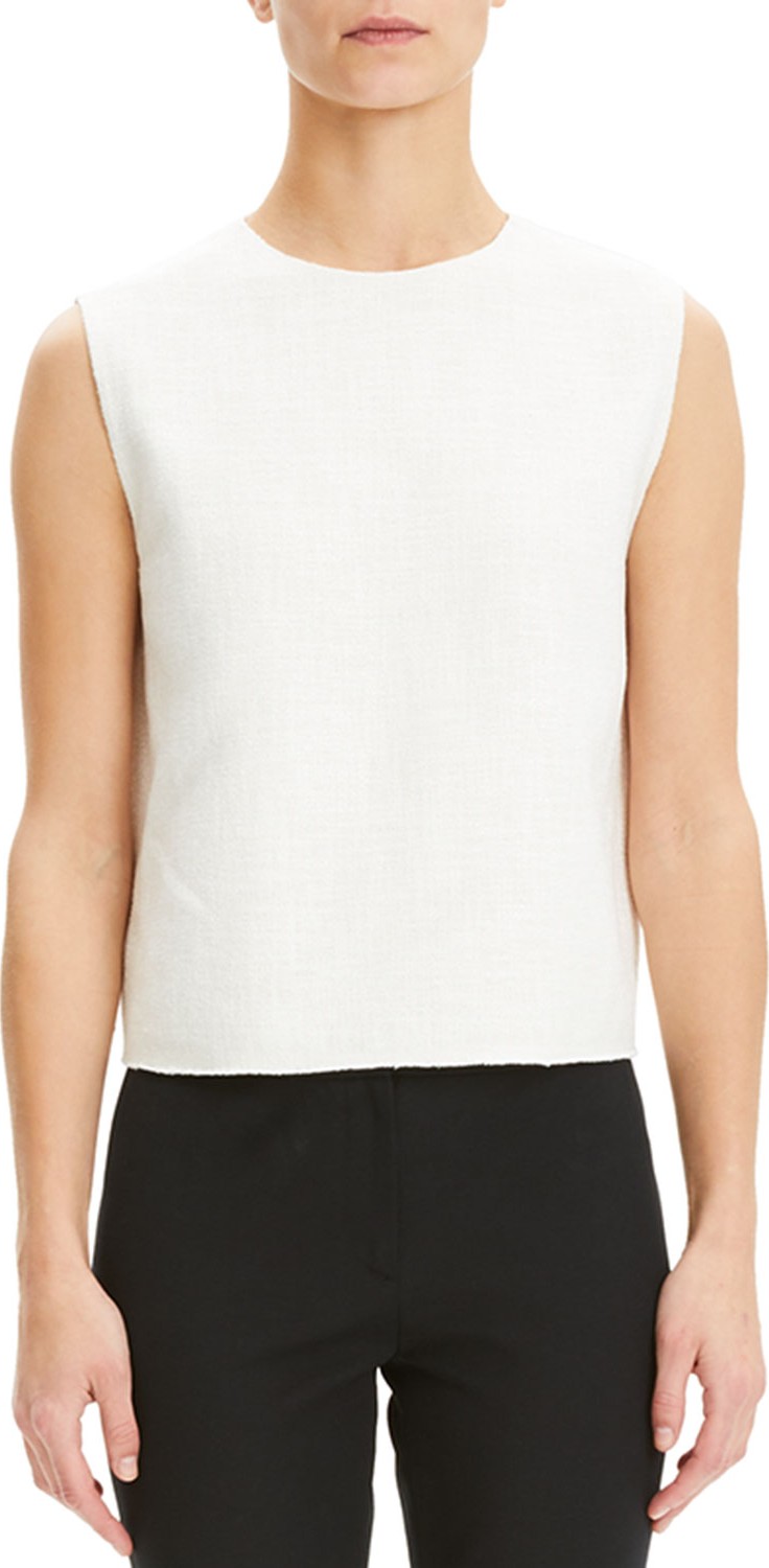Theory Cropped Sleeveless Linen-Blend Shell