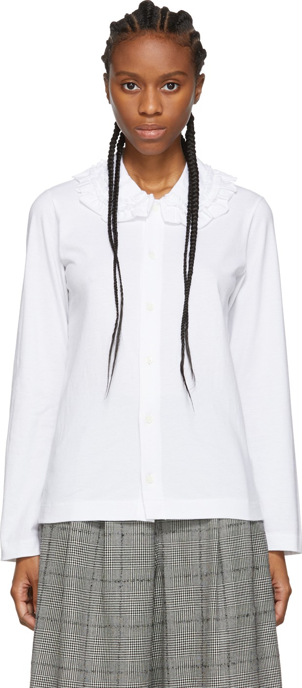 Tricot Comme des Garçons White Ruffled Collar Shirt