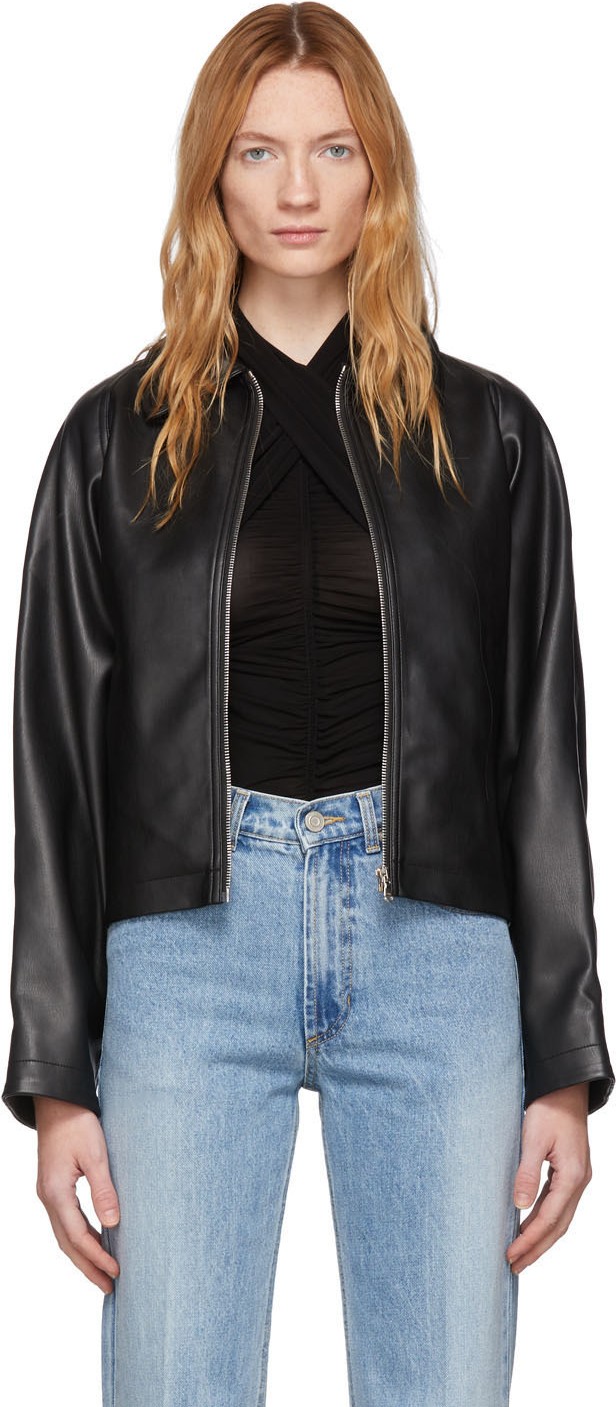 We11done Black Faux-Leather Blouson Jacket