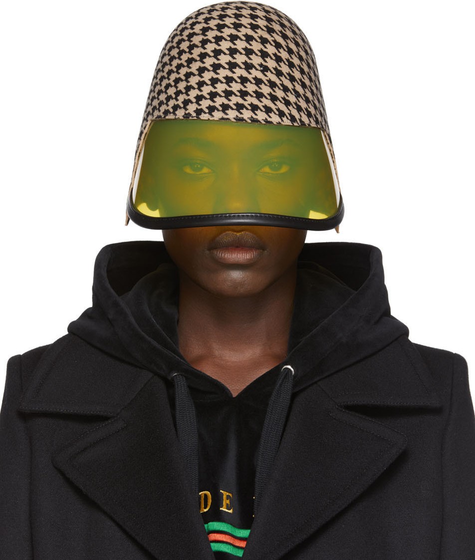 Gucci Beige & Black Felt Visor Hat