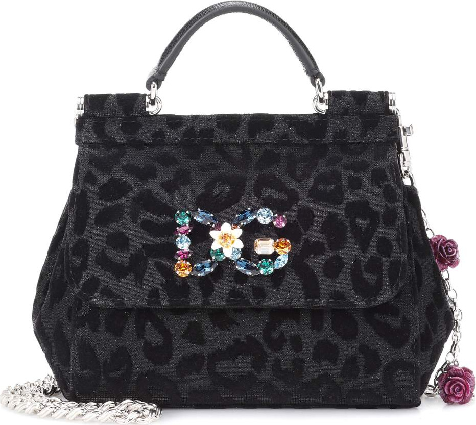 Dolce & Gabbana Sicily Mini flocked shoulder bag
