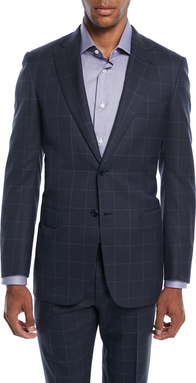 Brioni Men's Windowpane Two-Piece Wool-Silk Suit