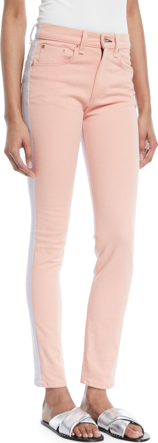 Rag & Bone Two-Tone High-Rise Skinny Jeans