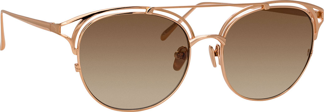 Linda Farrow Round Cutout Titanium Sunglasses