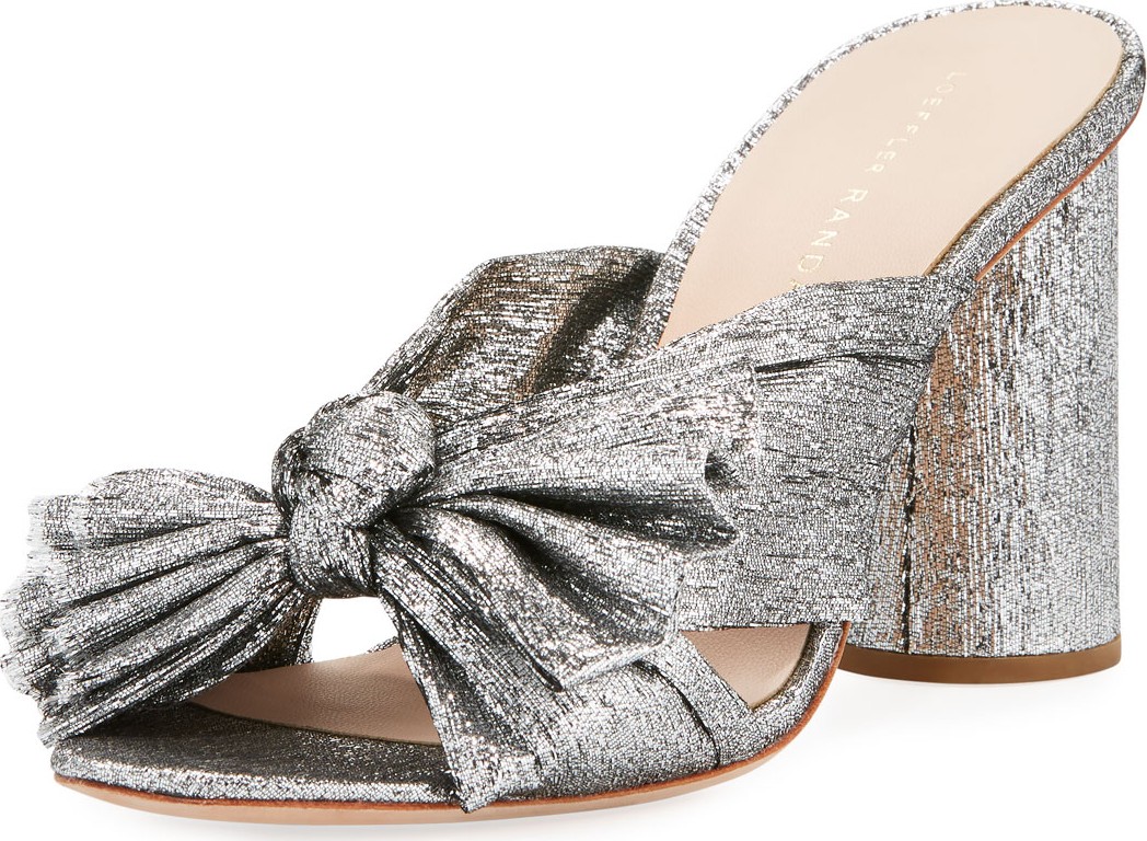 Loeffler Randall Penny Pleated Metallic Slide Sandals