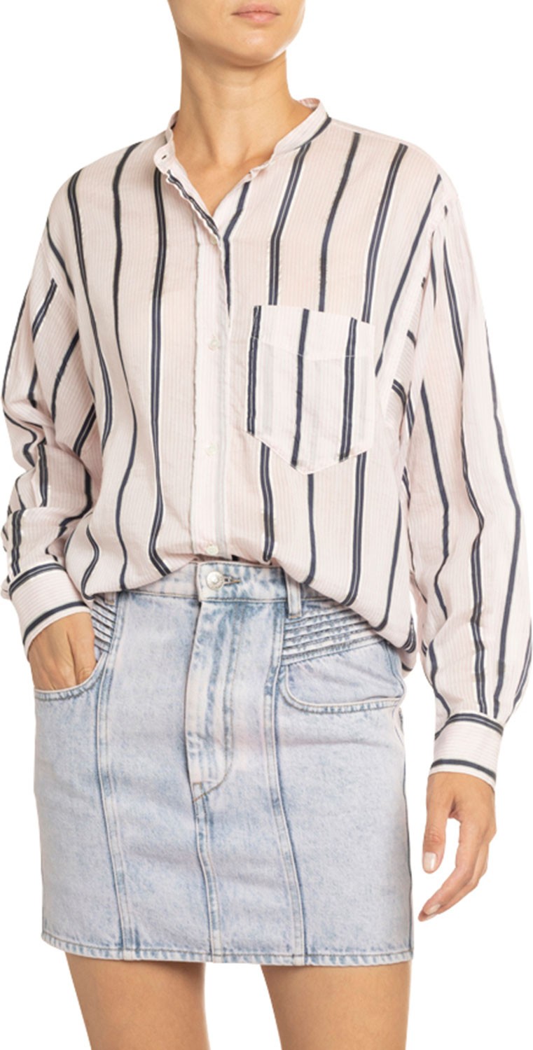 Isabel Marant Etoile Satchell Striped Cotton-Silk Shirt