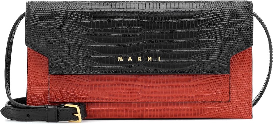 Marni Croc-effect leather shoulder bag
