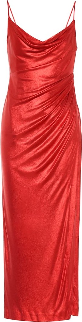Galvan Mars metallic jersey slip dress