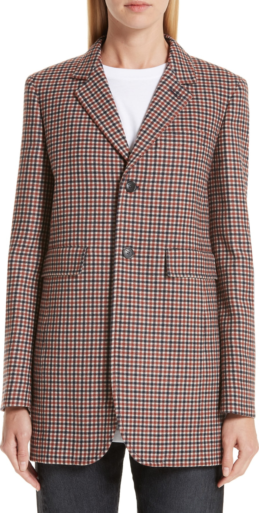 Balenciaga Check Stretch Wool Blazer