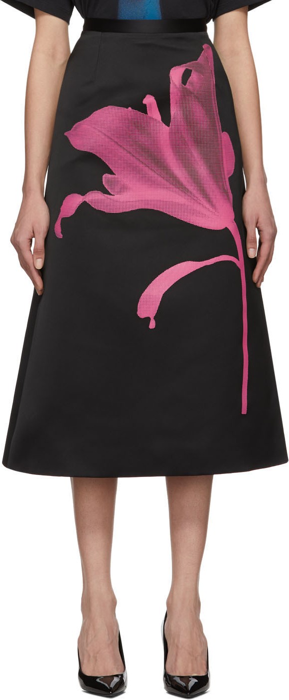 Christopher Kane Black Satin Anthomania Skirt