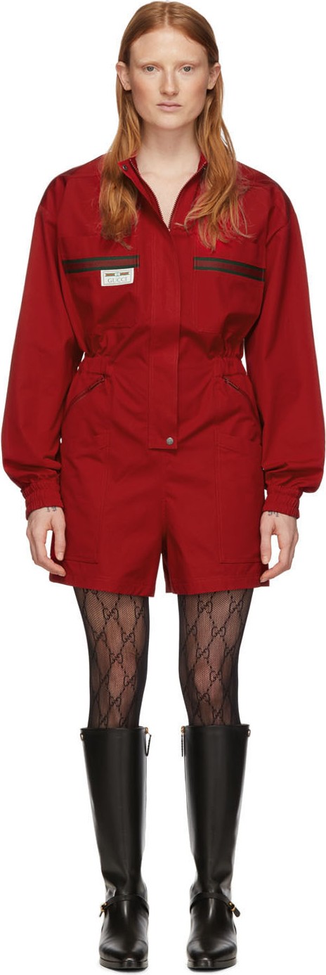 Gucci Red Canvas Short Jumpsuit