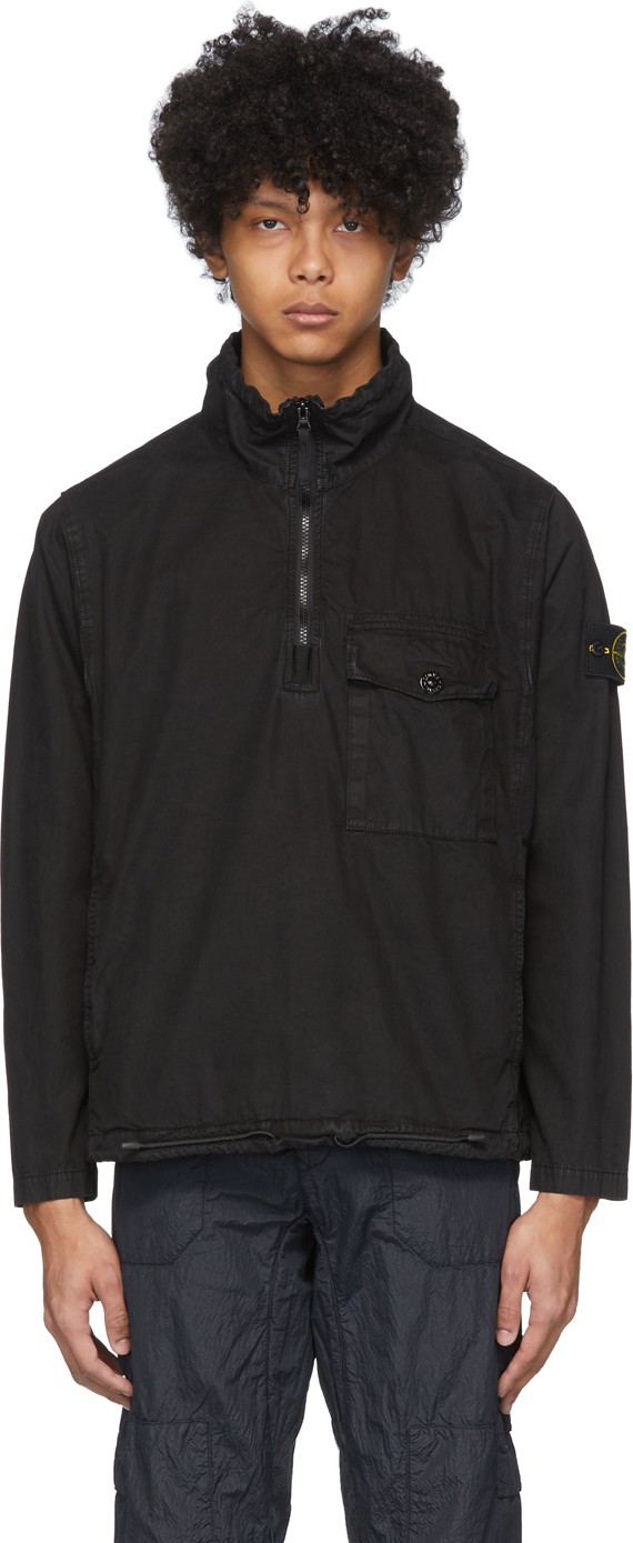 Stone Island Black Cotton Pullover Jacket