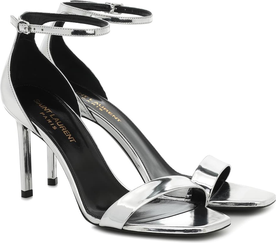 Saint Laurent Amber 85 metallic leather sandals
