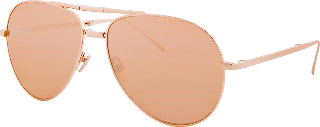 Linda Farrow Foldable Aviator Sunglasses, Rose Gold