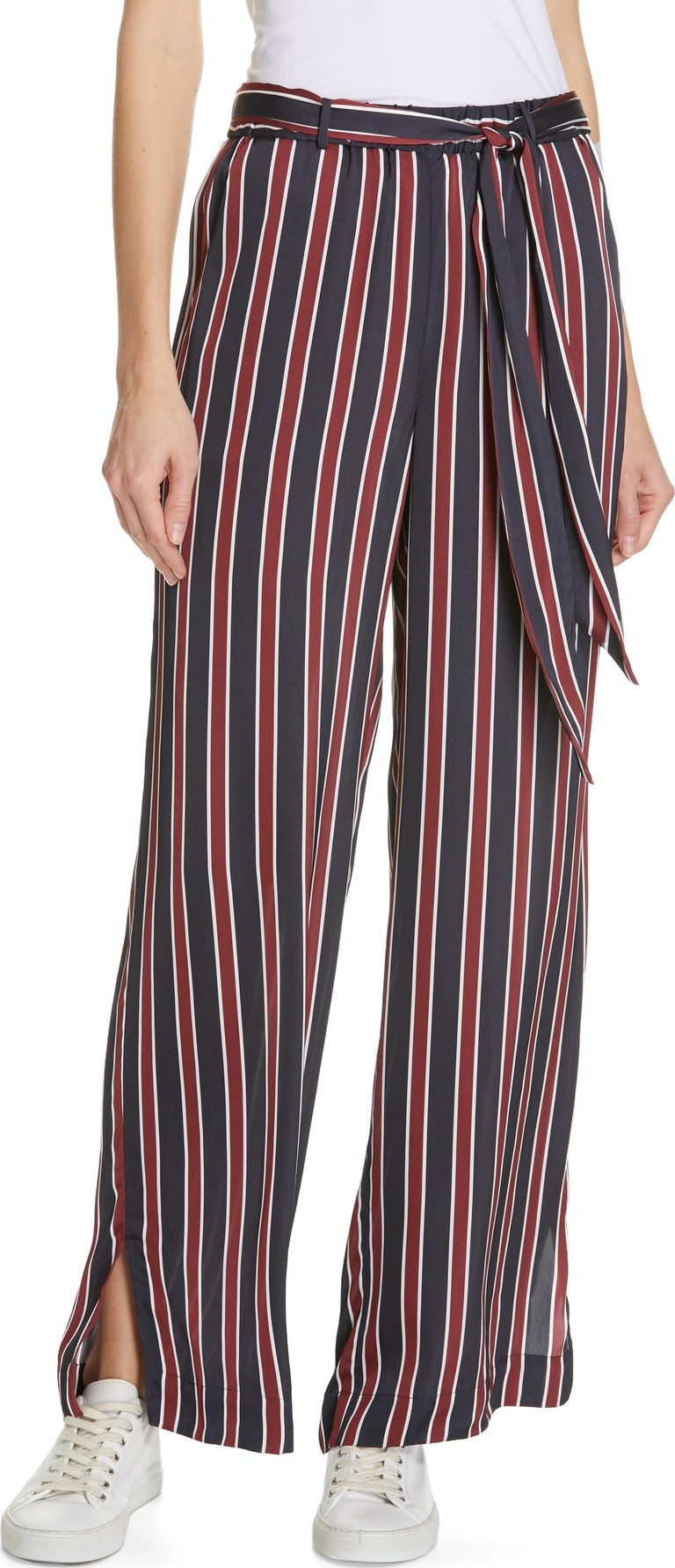 FRAME DENIM Stripe Side Slit Pull-On Pants